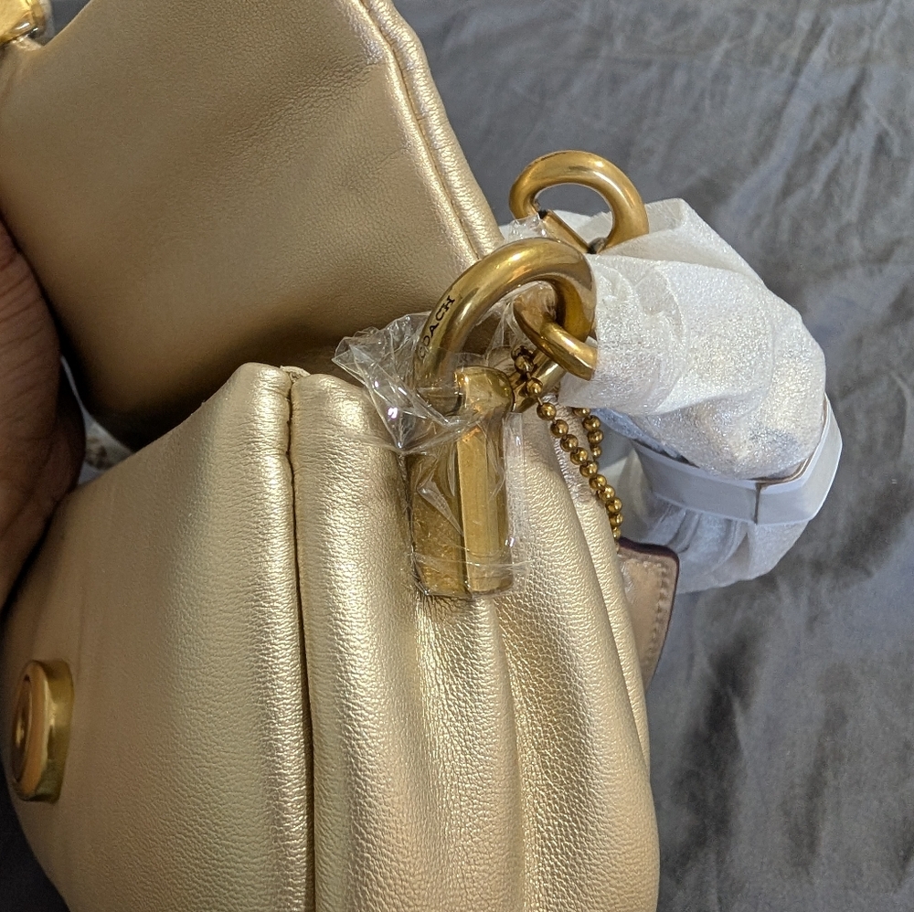 Coach Soft Pillow Tabby Shoulder Bag 18 Metallic Gold - Picture 4 of 8